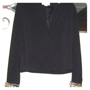 H&M black cropped jacket gold chains size 12